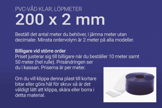 Våd MATT 200 mm - LÖPMETER